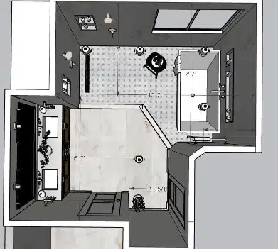 Primary bathroom layout resolved during an Anyvision 3D design session